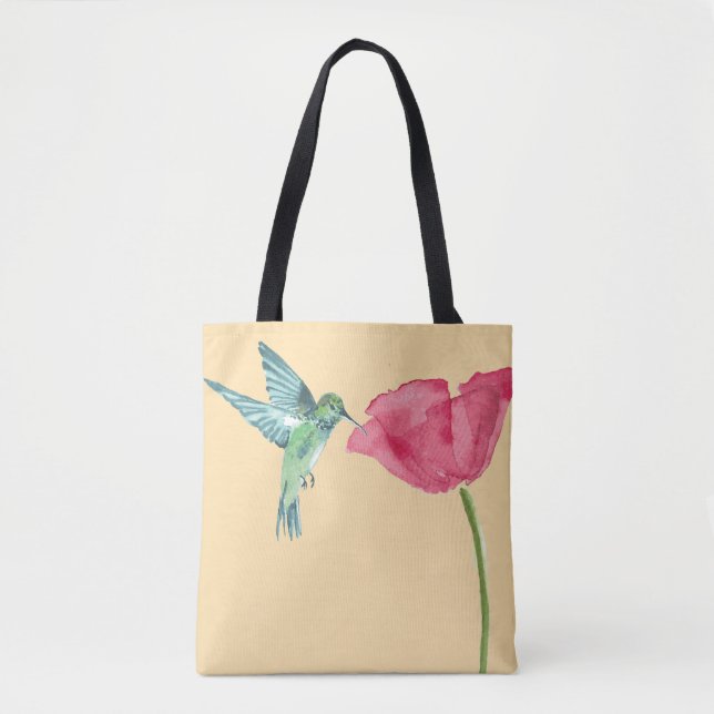 Bolso De Tela Amapolas y tote del colibrí (Anverso)