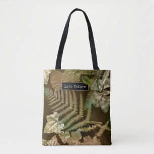 Bolso De Tela Amar a la naturaleza Impresión de hojas Ferny Leaf
