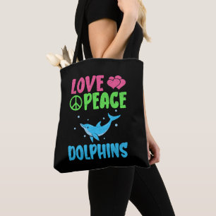 Bolso De Tela Amar a los delfines de la paz Cute Sea Animals Del