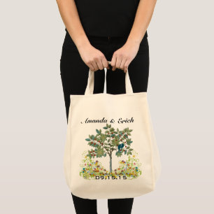 Bolso De Tela Amar a los pájaros Swirl Tree Boda Fecha Luna de m