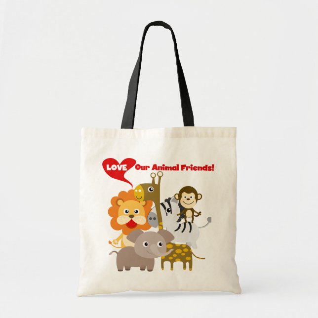 Bolso De Tela Amar a nuestros amigos animales (Frente)