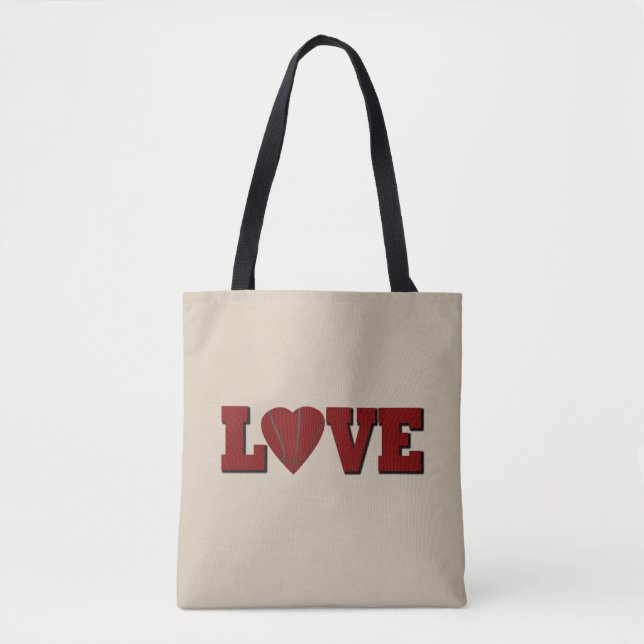 Bolso De Tela Amar el baloncesto con el corazón rojo (Anverso)