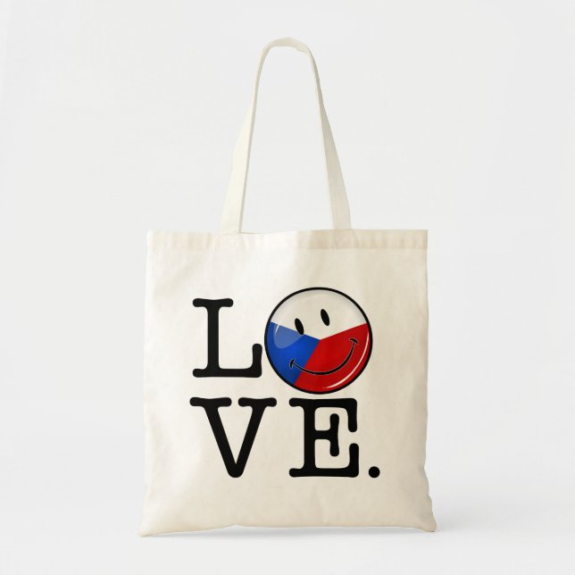 Bolso De Tela Amar la bandera sonriente de la República Checa (Frente)