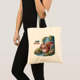 Bolso De Tela Amar la Naturaleza Ardilla Divertida