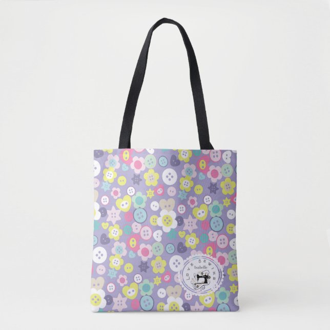 Bolso De Tela Amar los botones de mascar Púrpura (Anverso)