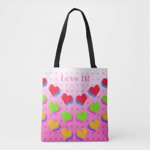 Bolso De Tela Amar los corazones arcoiris lindo Divertido Patrón
