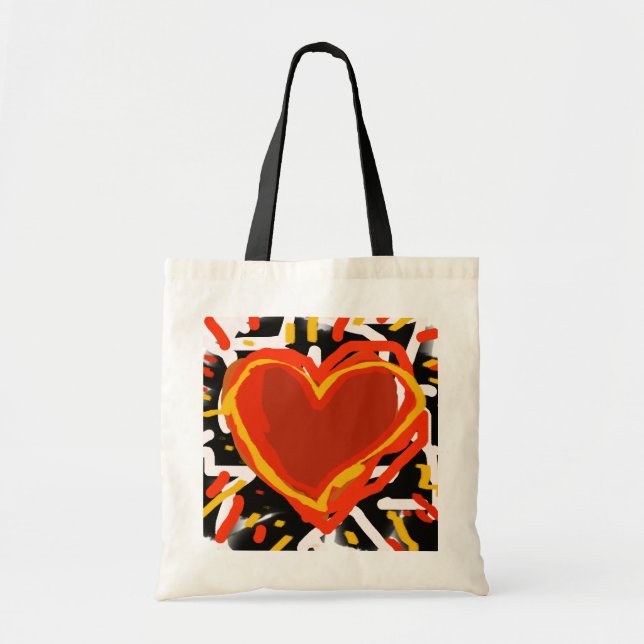 Bolso De Tela amar los corazones rojos (Frente)