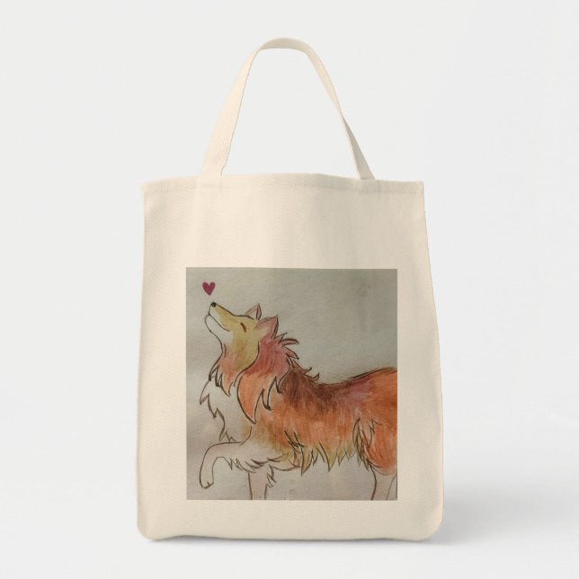 Bolso De Tela Amar mi Tote comercial de Collie (Frente)
