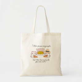 BOLSO DE TELA AMAR MUCHO A PIZZA, GATOS