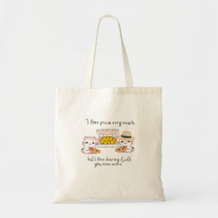 BOLSO DE TELA AMAR MUCHO A PIZZA, GATOS
