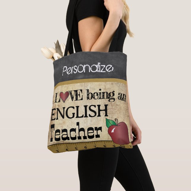 Bolso De Tela Amar ser profesor de inglés 🍎 | Nombre DIY (Detalle)