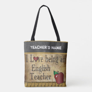 Bolso De Tela Amar ser profesor de inglés   Nombre DIY