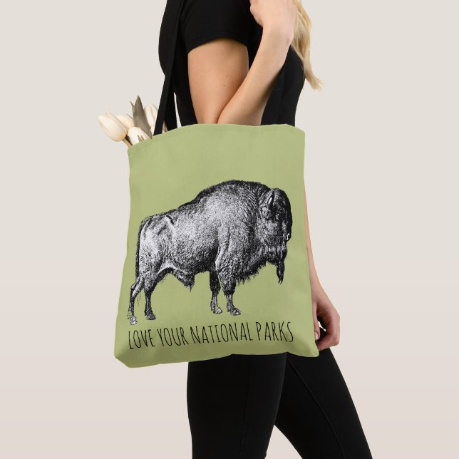 Bolso De Tela Amar tu búfalo de parques nacionales (Detalle)