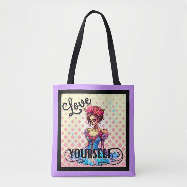 Bolso De Tela Amar tu propio Sugar Skull (Anverso)