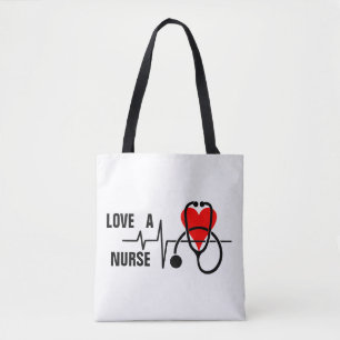 Bolso De Tela Amar un diseño estetoscopio de corazón de enfermer