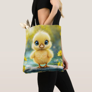 Bolso De Tela Amarillo amarillo brillante azul de pollo con ojos