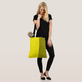 Bolso De Tela Amarillo divertido y negro con rayas