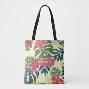 Bolso De Tela Amarillo Floral Tropical