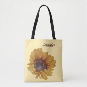 Bolso De Tela Amarillo Mantequilla Acuarela Girasol Nombrada