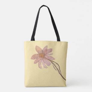 Bolso De Tela Amarillo Mantequilla con Flor Brillante Acuarela