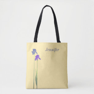 Bolso De Tela Amarillo Mantequilla con Iris Púrpura y Azul 