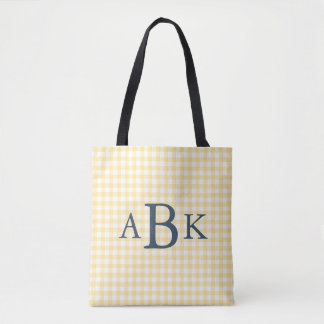 Bolso De Tela Amarillo Mantequilla Gingham Monogramado