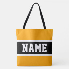 Bolso De Tela Amarillo Naranja Negro Blanco Rayas Atlético Brill