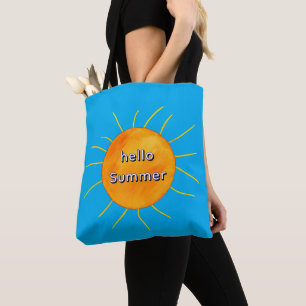 Bolso De Tela Amarillo Naranja Sol Brillante Hola Verano