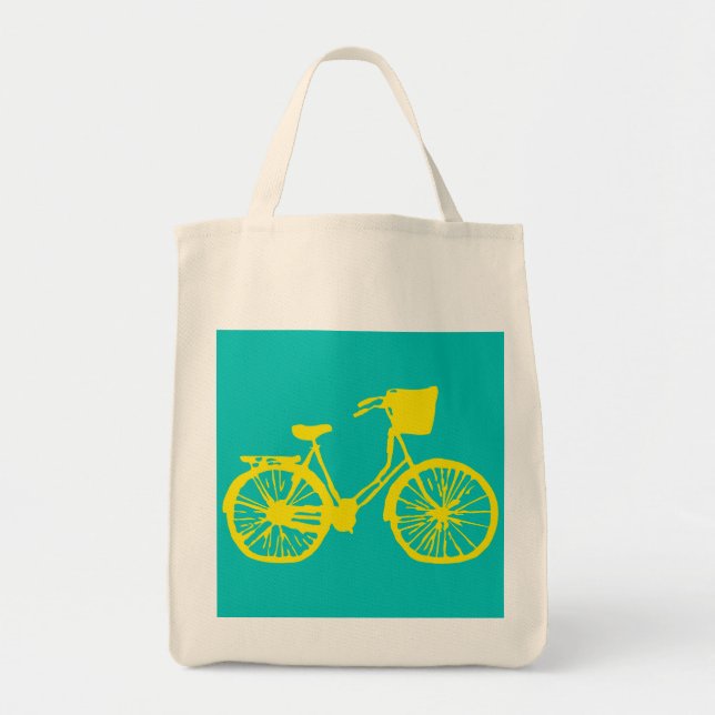 Bolso De Tela Amarillo/trullo del tote de la bicicleta del (Frente)
