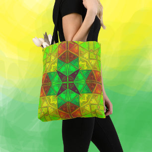 Bolso De Tela Amarillo verde y Naranja de la plaza Kaleidoscope 