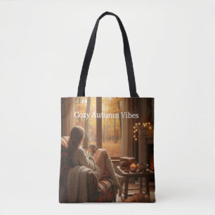 Bolso De Tela Ambiente Otoñal Acogedor Ventana Personalizada d