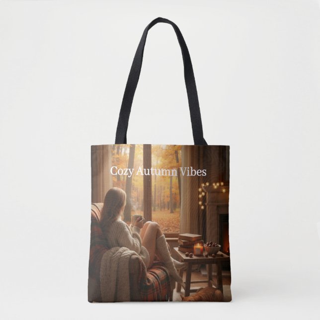 Bolso De Tela Ambiente Otoñal Acogedor | Ventana Personalizada d (Anverso)