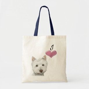 Bolso De Tela Ame el arte lindo del perro de Westie con el