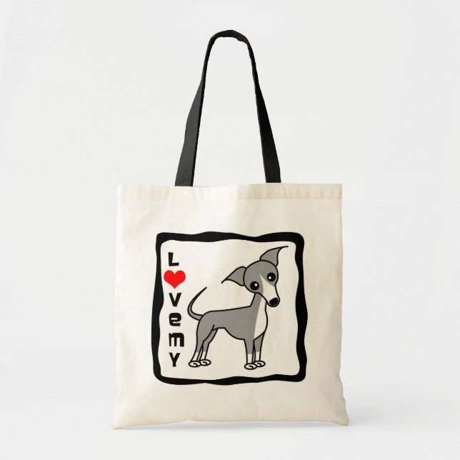 Bolso De Tela Ame mi galgo italiano - gris (Frente)