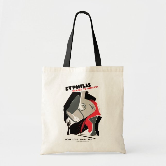 Bolso De Tela Amenaza del ~ de la sífilis a la industria (Frente)