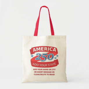 Bolso De Tela América 250 Agregar Estado Rojo Blanco Azul Agrega
