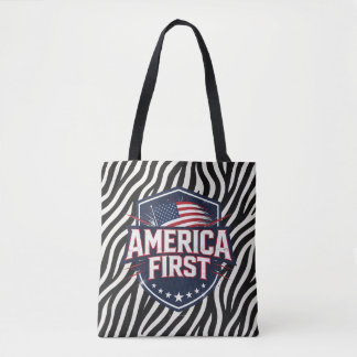 Bolso De Tela America First - Estampado de cebra - Tote