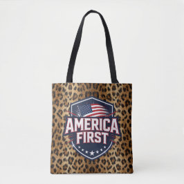 Bolso De Tela America First - Estampado de leopardo - Tote