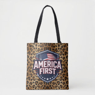 Bolso De Tela America First - Estampado de leopardo - Tote