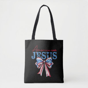 Bolso De Tela America Necesita Jesús Bandera Cristiana USA Coque