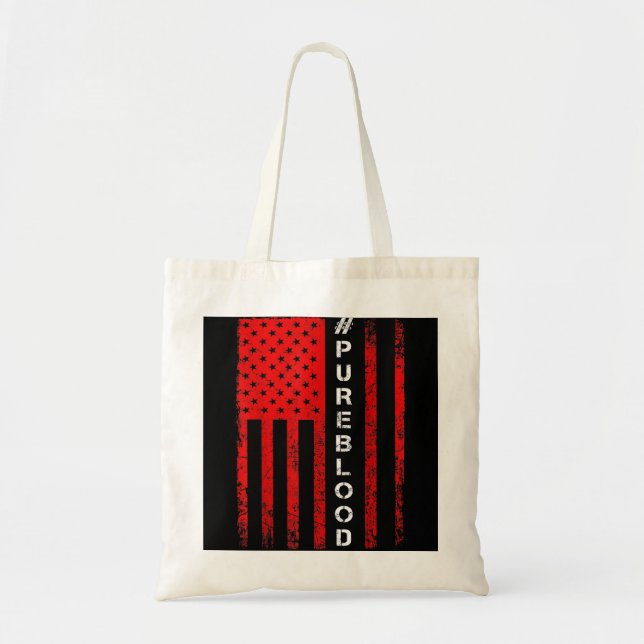 Bolso De Tela American Flag PUREBLOOD I Am Pure Blood Non-Gmo (Frente)