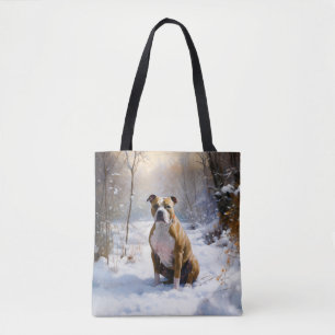 Bolso De Tela American Staffordshire Deja que nieve Navidad