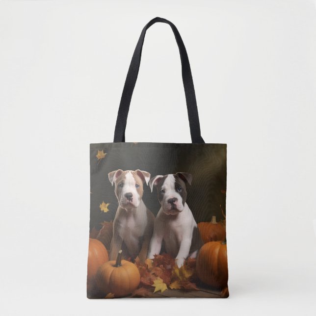 Bolso De Tela American Staffordshire Puppy Autumn Delight (Anverso)