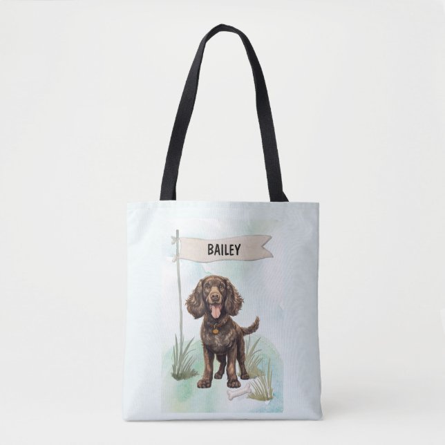 Bolso De Tela American Water Spaniel Watercolor Personalized Dog (Anverso)