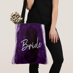 Bolso De Tela Amethyst Purple & Silver Geode Agate Marble Bride