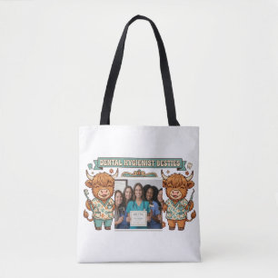 Bolso De Tela Amigas Higienistas Dentales Personalizadas Vaca Hi