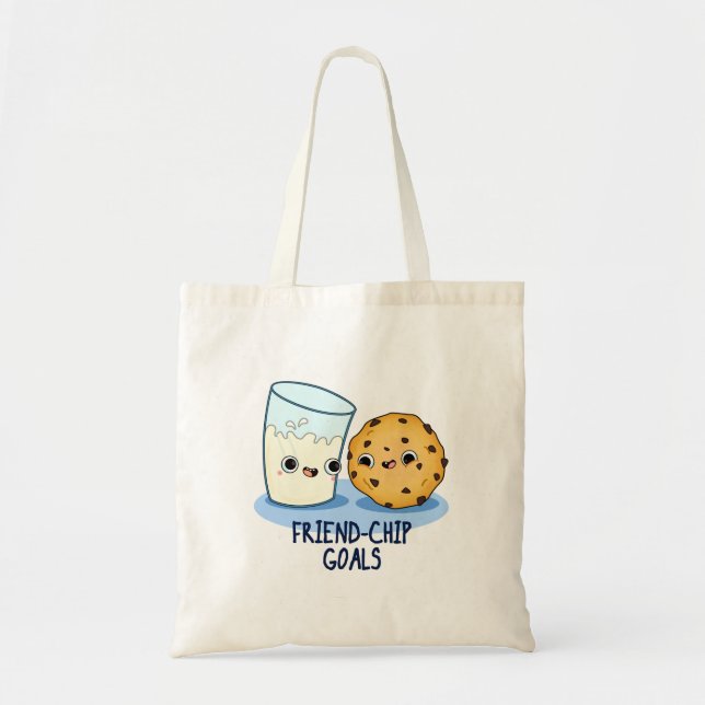 Bolso De Tela Amigo-Chip Goals Funny Milk Cookies Pun (Frente)