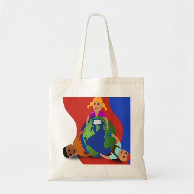 Bolso De Tela Amigos alrededor del mundo - (Frente)