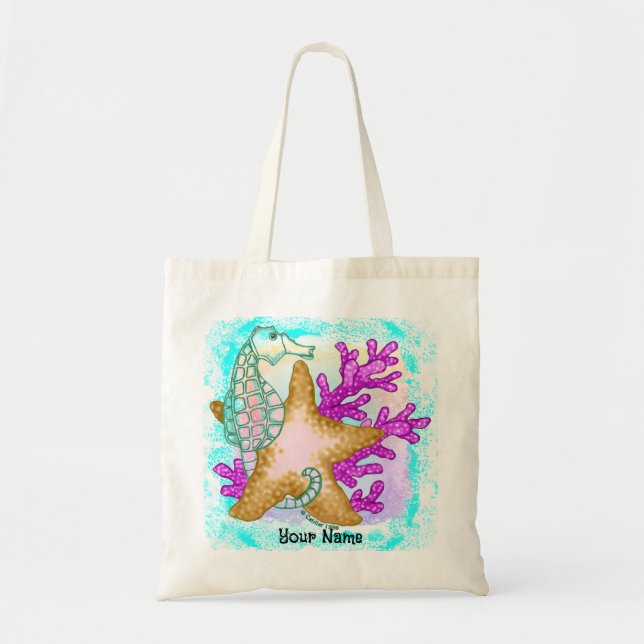 Bolso De Tela Amigos caballito de mar estrella de mar (Frente)