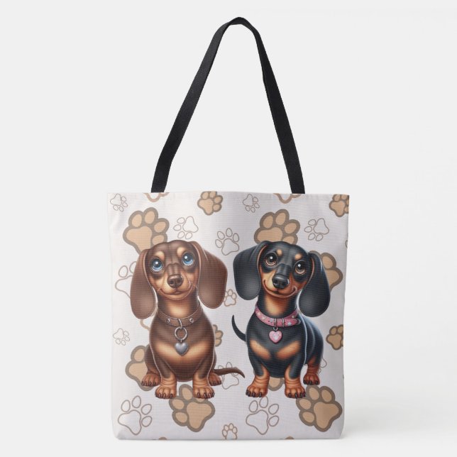 Bolso De Tela Amigos de Cute Dachshund (Anverso)
